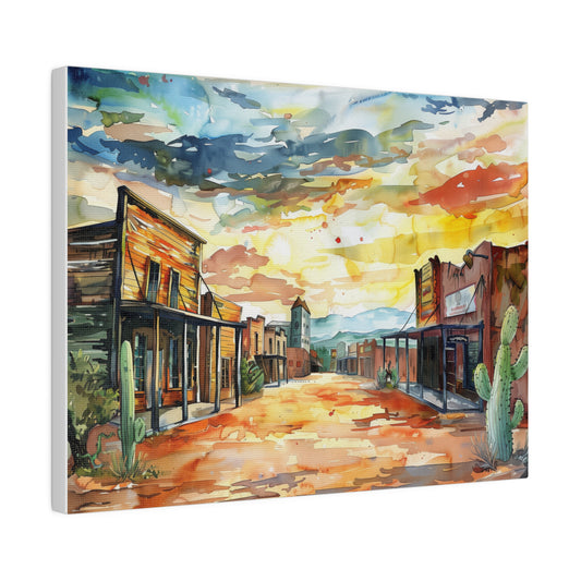 Watercolour Western Town Canvas